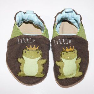 Robeeze Boys Brown Green LITTLE PRINCE Frog 0-6 Months Soft Sole Shoe